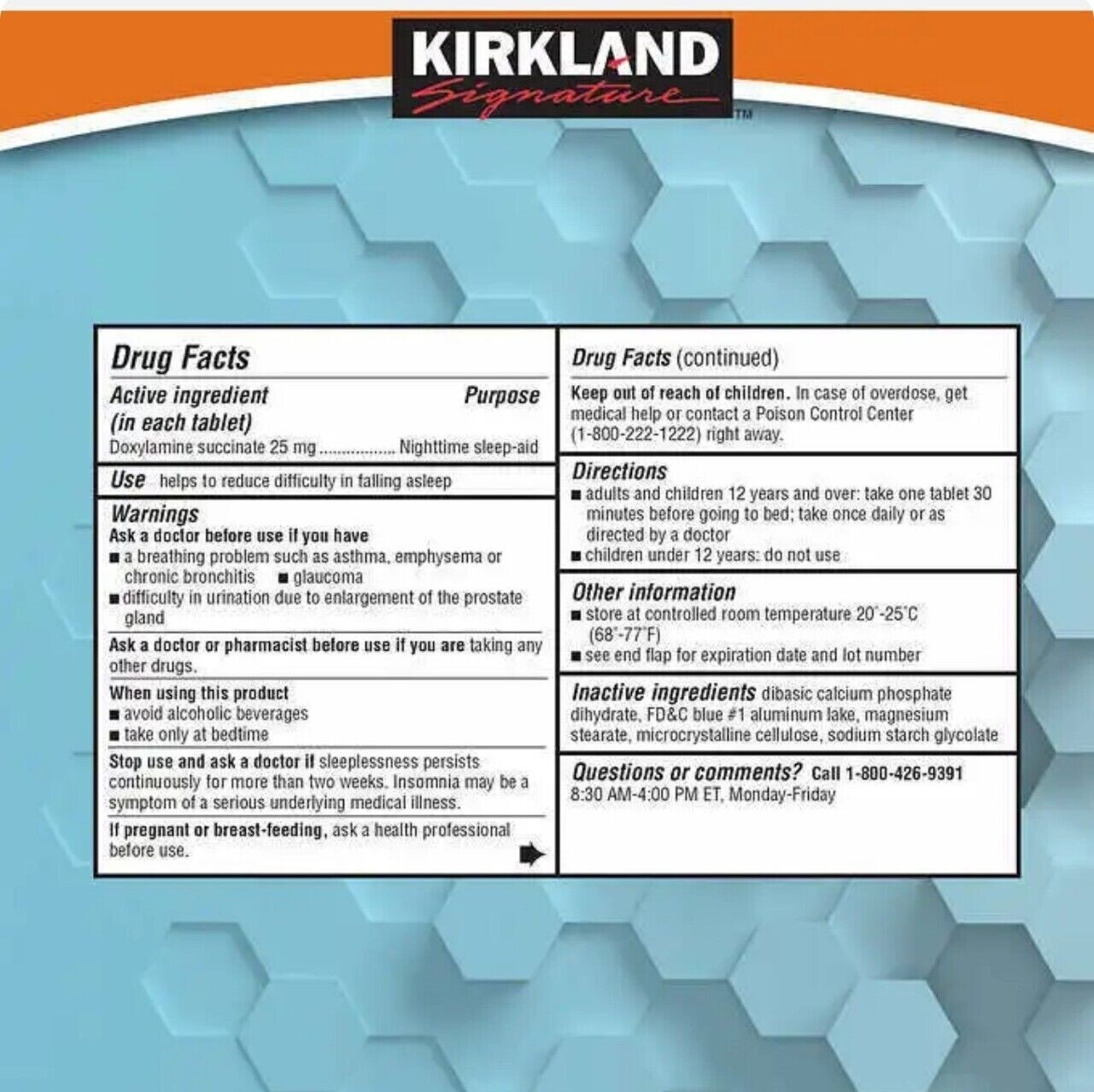 ✳️Kirkland Signature Sleep Aid Doxylamine Succinate Sleep Aid 25 Mg 96-384 Tab✳️