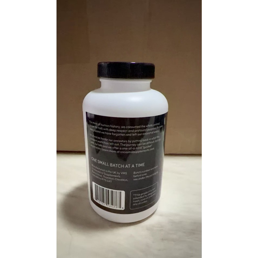 Ancestral Supplements Grass-Fed Non-GMO Beef Organ Supplement, 180 Capsules