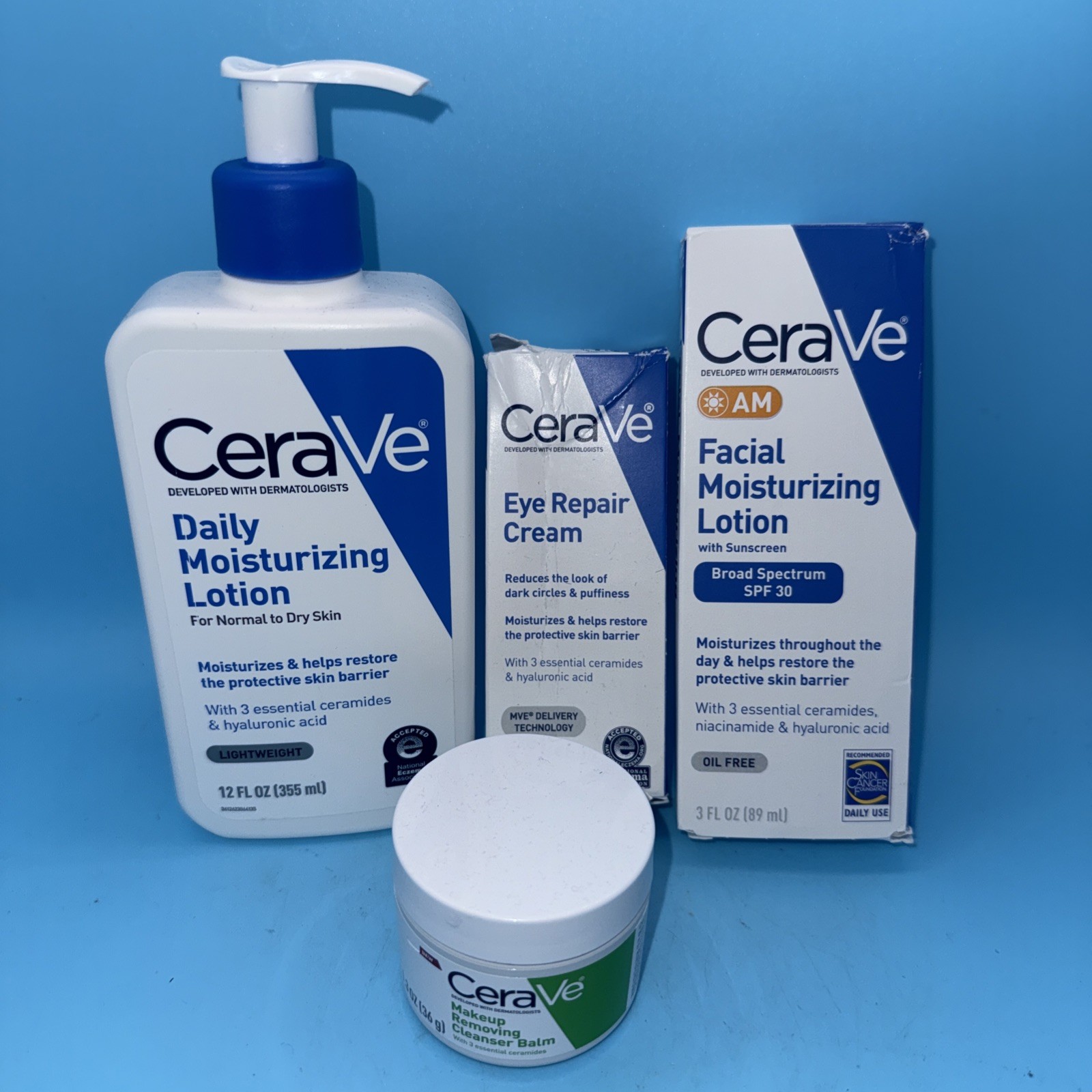 Cerave Daily Moisturizing Lotion Lot, Eye Repair, Facial Lotion & Makeup Remover