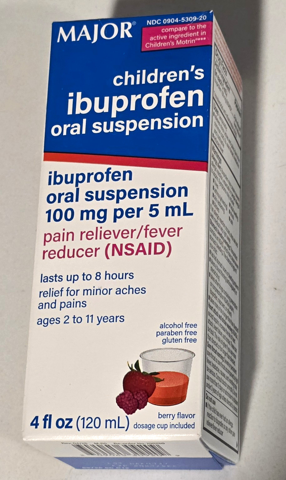 Major Children’s Ibuprofen Oral Suspension 100 mg/5 mL Berry 4 fl oz, GF