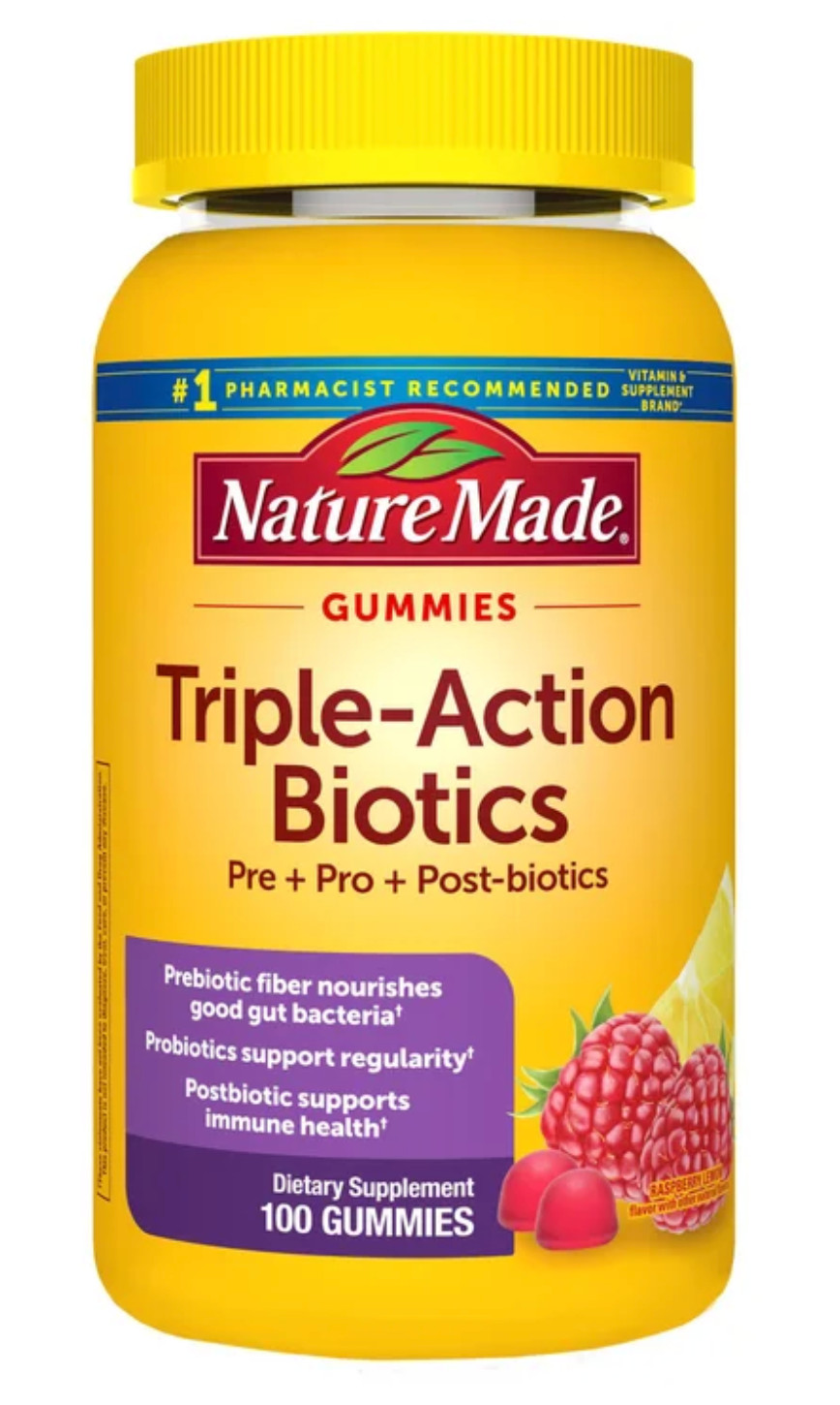 Nature Made Gummies Triple-Action Biotics Pre + Pro + Post-Biotics x 100 Gummies