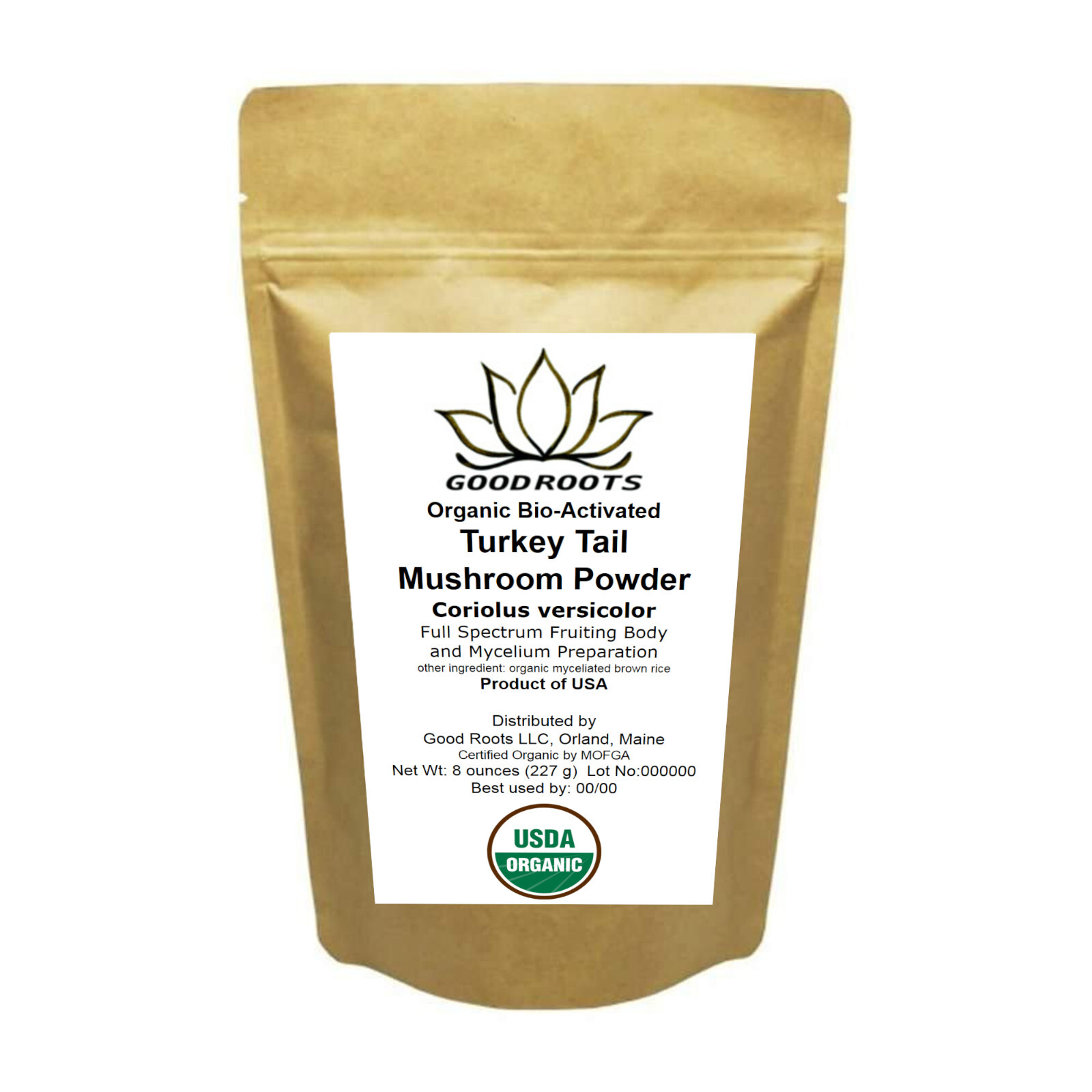 Turkey Tail Mushroom Powder Organic USA grown Bio-Active Full Spectrum 8 oz