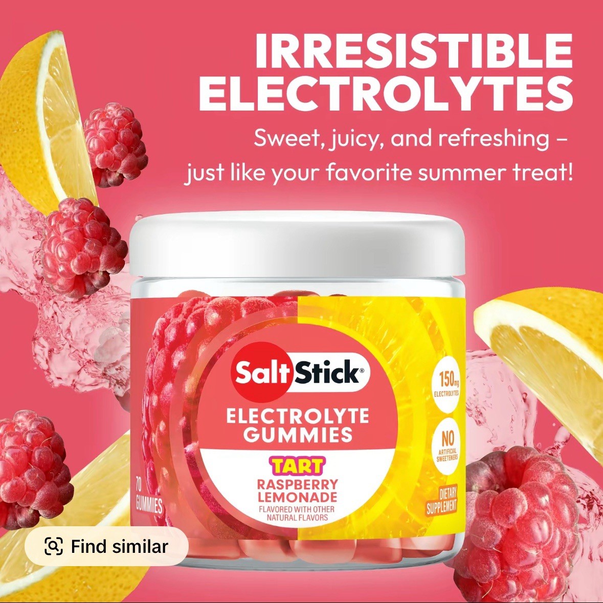 SaltStick Electrolyte Gummies Hydration Electrolytes, Tart Raspberry Lemonade