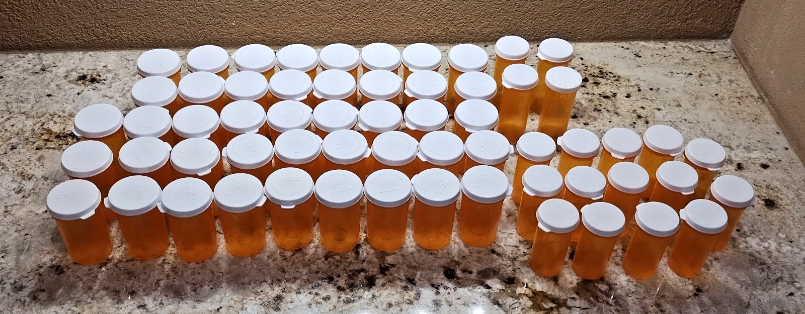 62 Amber Prescription Bottles White Snap On Cap for Craft Jewelry Beads Tools