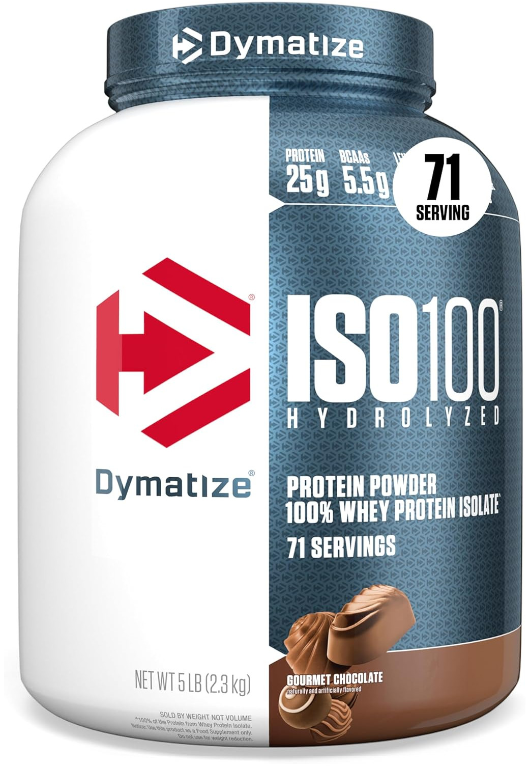 Dymatize ISO100 Hydrolyzed Whey Isolate Protein Powder, Gourmet Chocolate, 5 lb