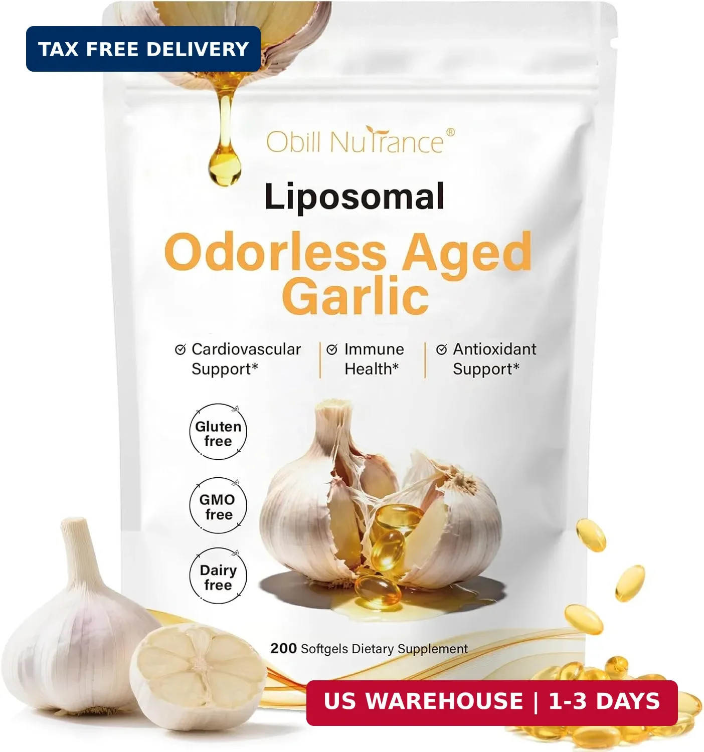 Aged Garlic Extract, 7500Mg Odorless Organic Garlic Supplements, 2 Years Aged Ga