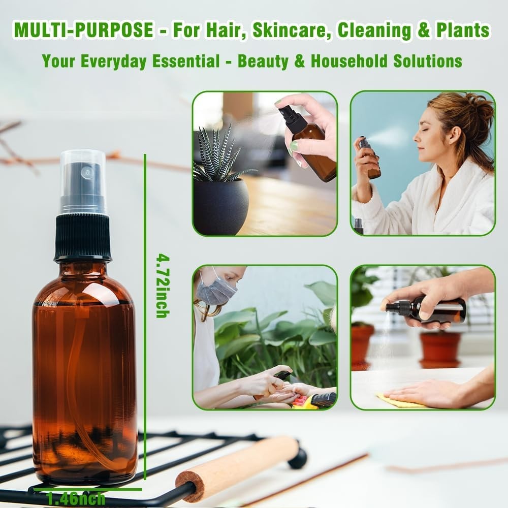 2oz Amber Glass Spray Bottles: Leakproof & Multi-Purpose Design for DIY