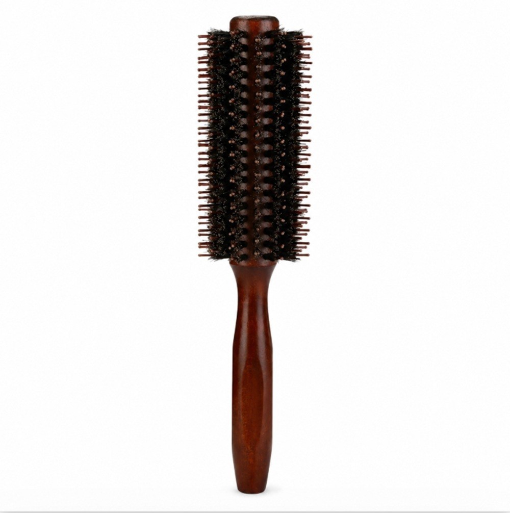 2.2in Round Bristle Hair Brush Wooden Handle Professional Blowout Styling B – V2