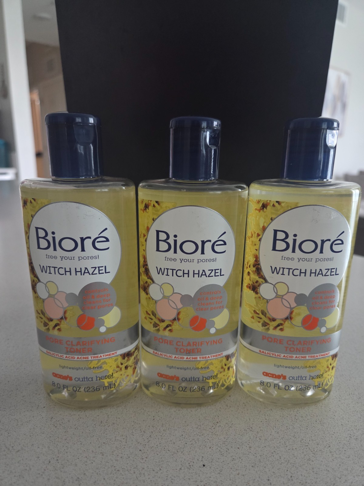 Biore Witch Hazel Pore Clarifying Toner 8oz / 236ml Each (3 Pack)- New