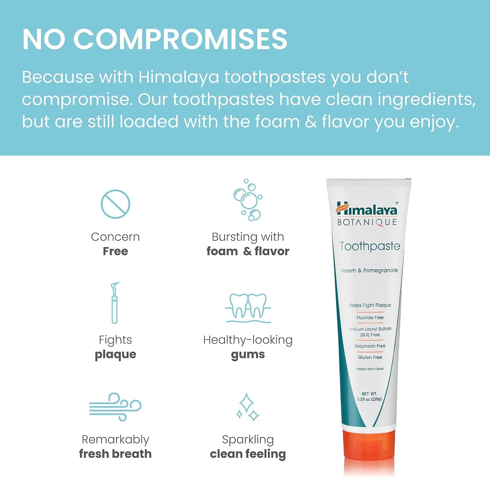Botanique Neem & Pomegranate Toothpaste, Mint, 5.29 oz, 4 Pack | Fluoride Free N