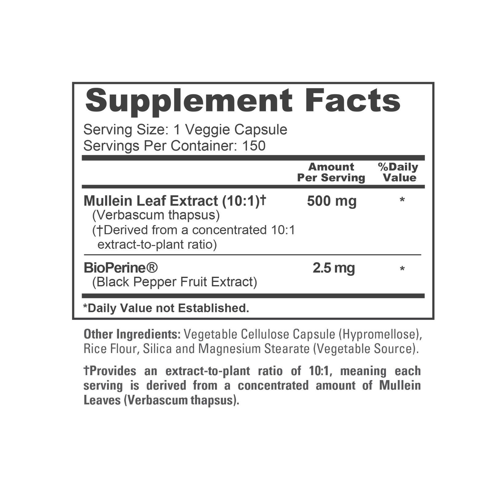 NusaPure Mullein Leaf Capsules 5000mg Per Veggie Caps | 150 Count | Non-GMO