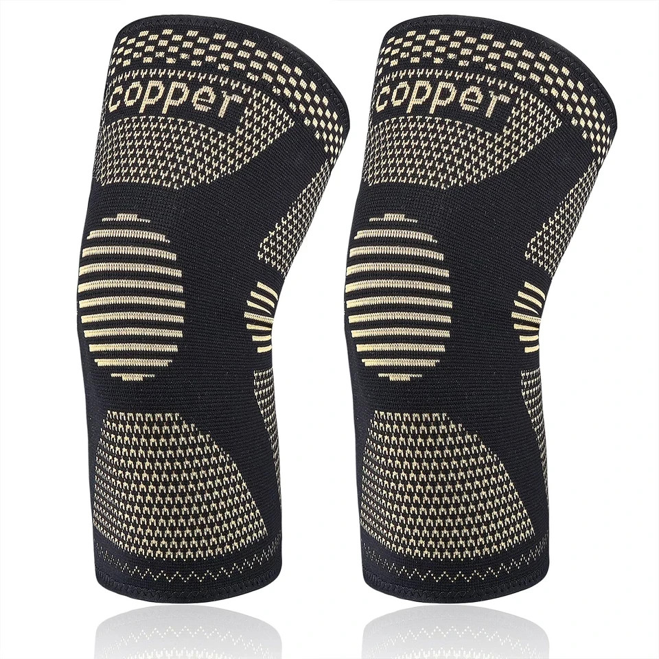 2x Copper Knee Sleeves Compression Brace Support Sport Joint Injury Pain