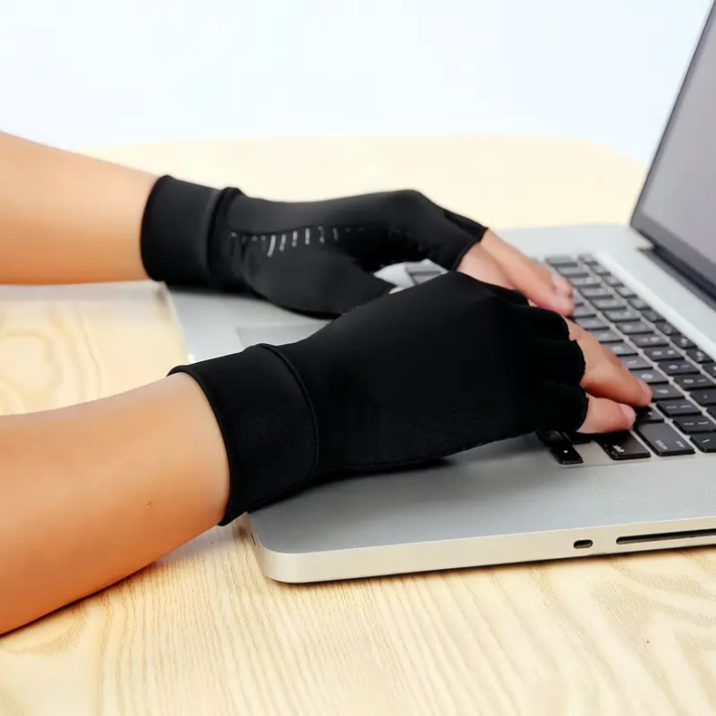 2 Pairs Copper Arthritis Compression Gloves Hand Support Pain Relief Joint Self