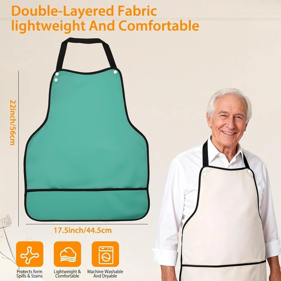 Adult Bibs, 3 Pcs Adjustable Adult Bibs for Men/Women/Elderly Seniors, Waterproo