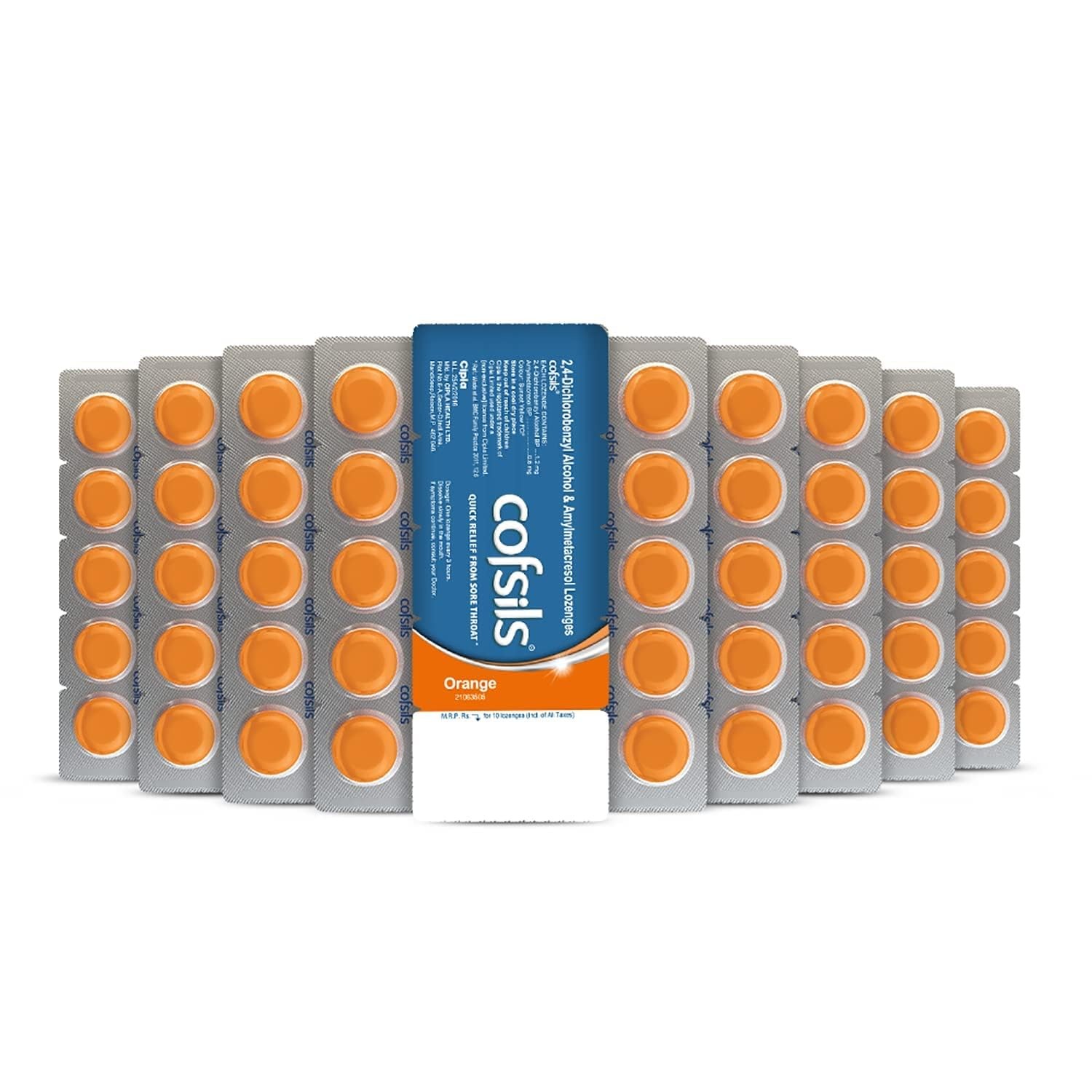 Cipla Cofsils Lozenges (100 Lozenges) | Orange Flavour | 10 x 10 Strip FREE SHIP