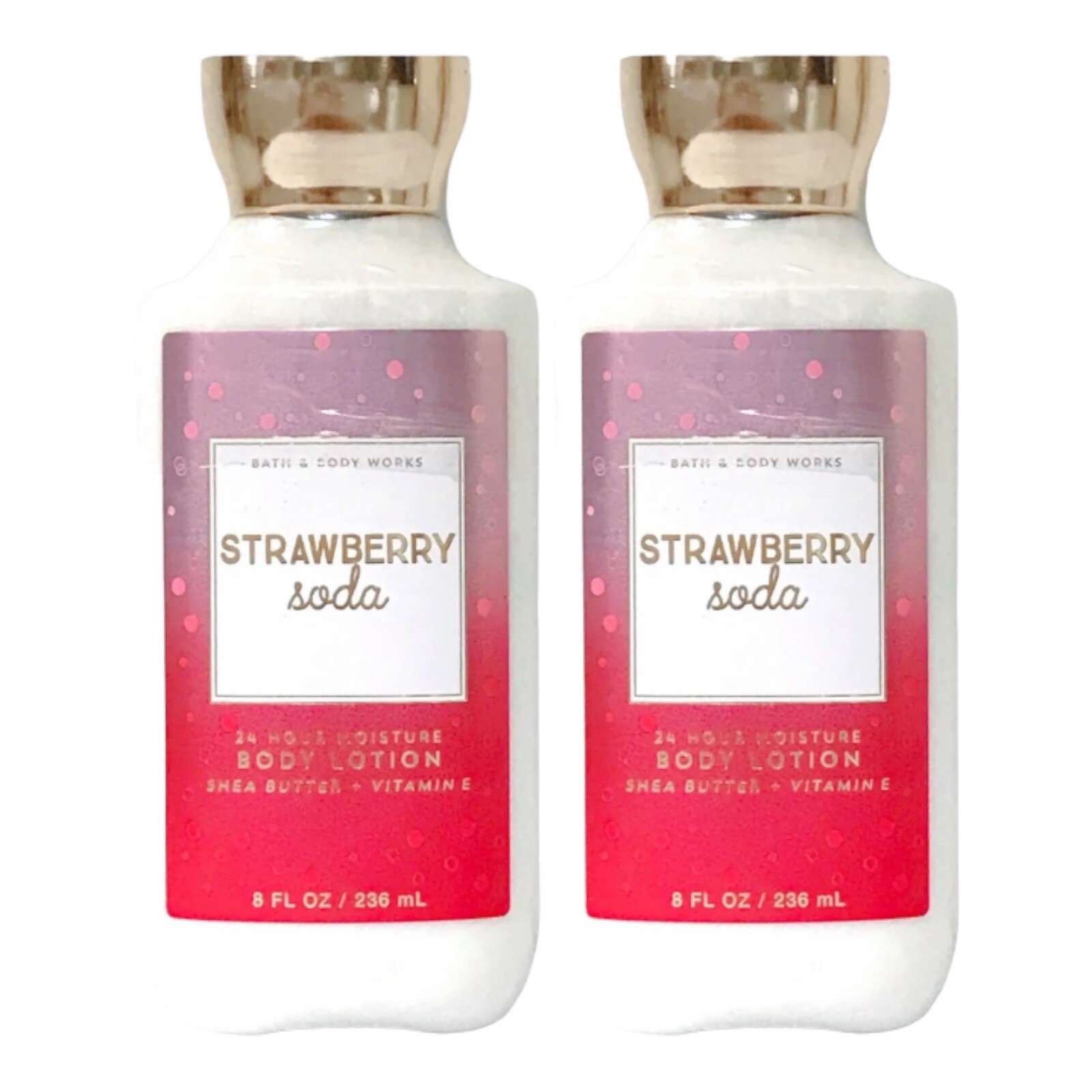 2*PACK BATH & BODY WORKS STRAWBERRY SODA BODY LOTION SHEA BUTTER VITAMIN E 8 OZ