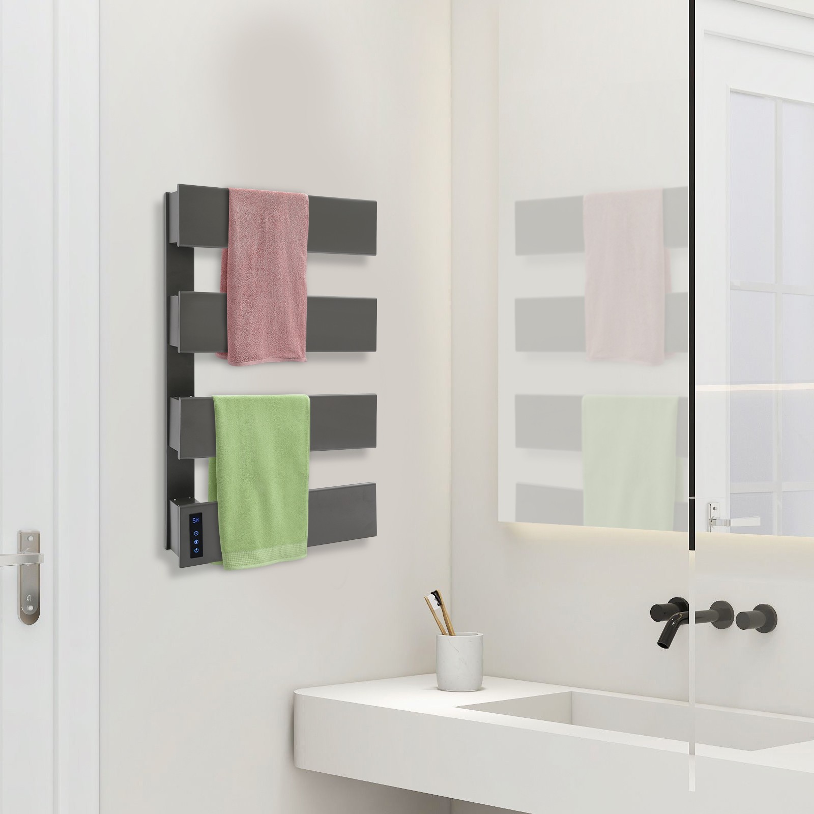 Aluminum Alloy Wall-mounted Towel Heater Electric Towel Warmer Large Capacity