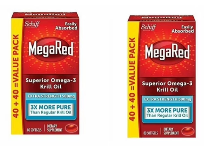 MegaRed Advanced 4-in-1 Omega-3 500mg 80 Softgels Heart Joint Support 2-Pack