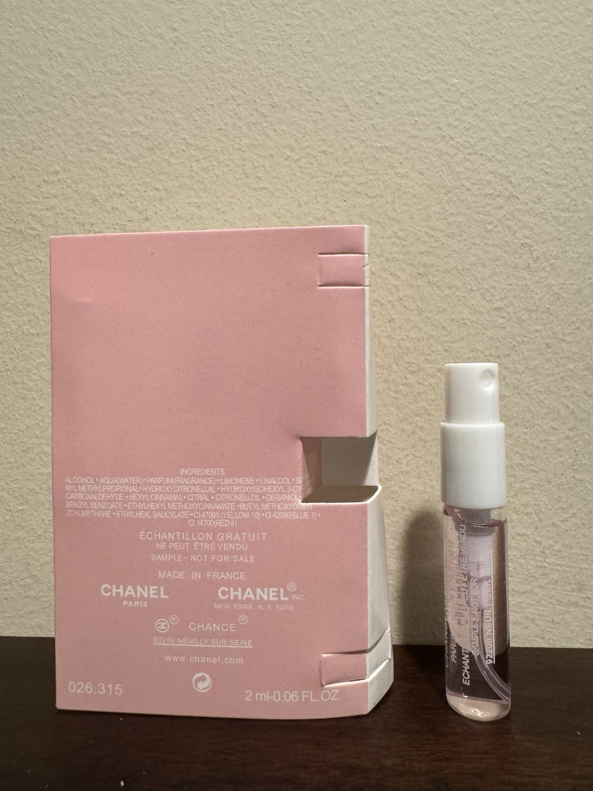 CHANEL CHANCE EDT Eau Tendre Perfume Fragrance Spray Sample 1.5 ml / 0.05 oz New