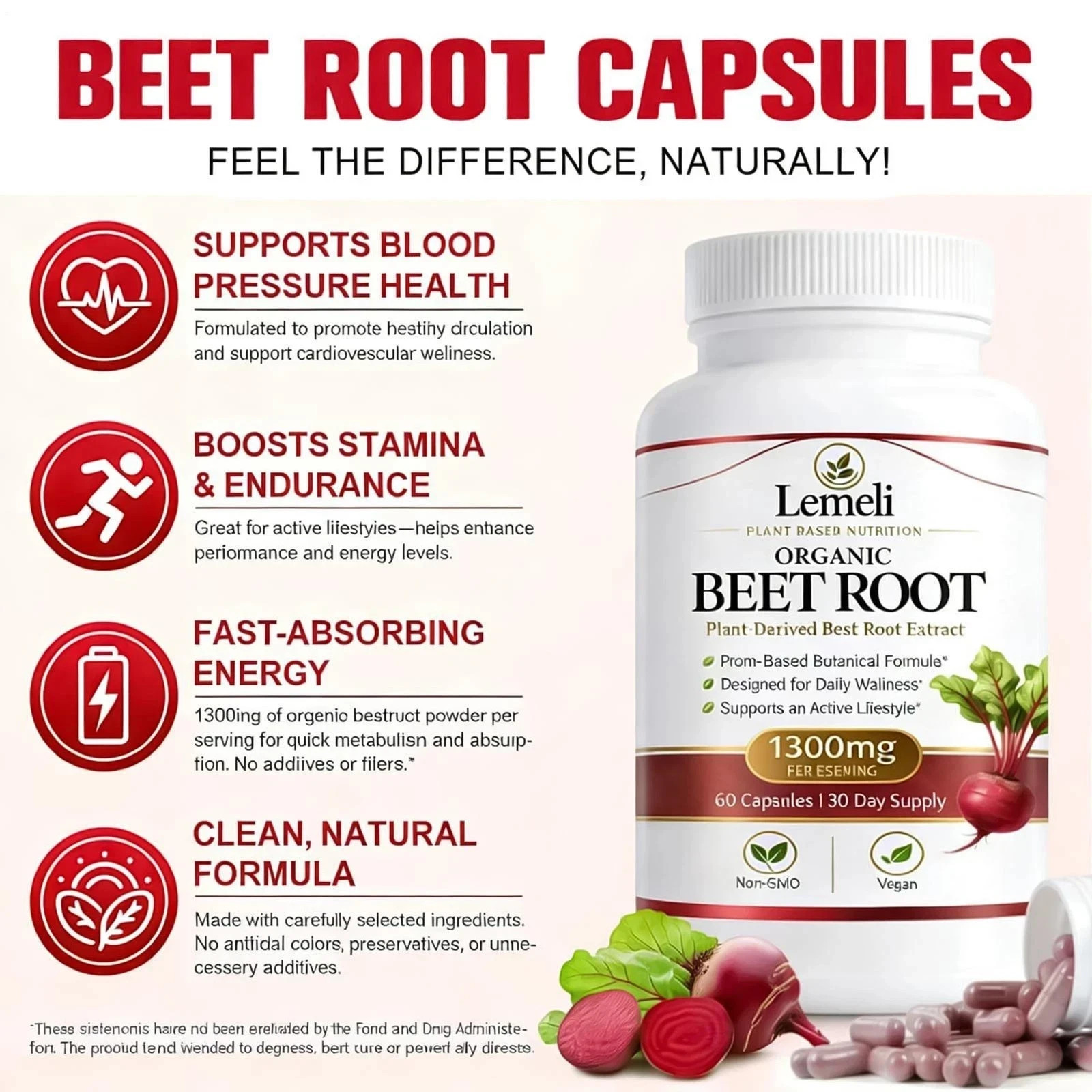 2pcs Lemeli Beetroot Plant-Based Daily Wellness Supplement – Antioxidant Blend