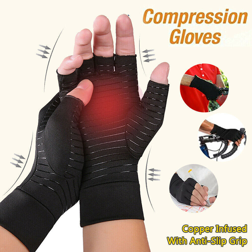 2pcs Copper Anti Arthritis Compression Gloves Hand Support Joint Pain Relief