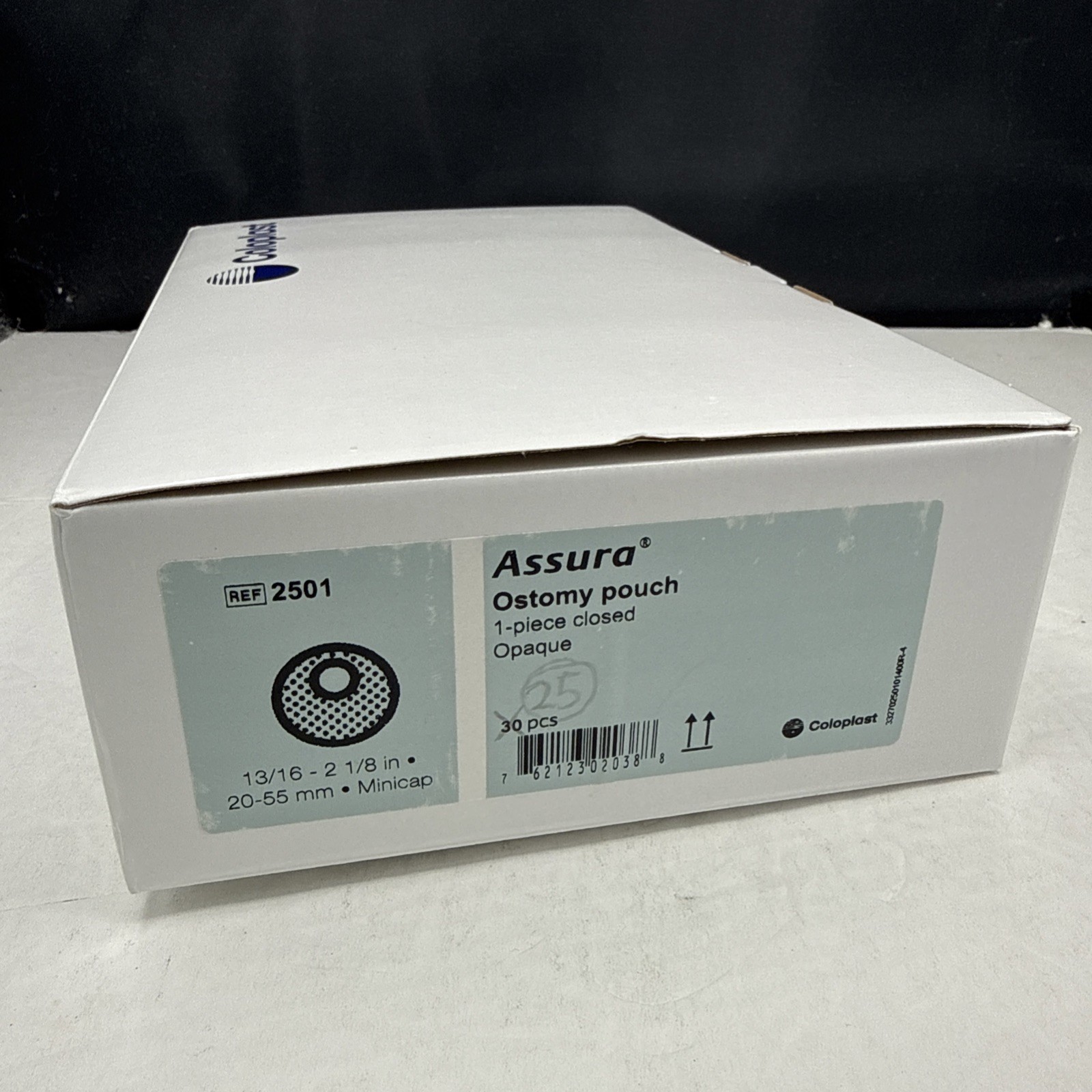 25 Coloplast 2501 Assura Stoma Cap 13/16-2-1/8 Inch Stoma Opaque One-Piece
