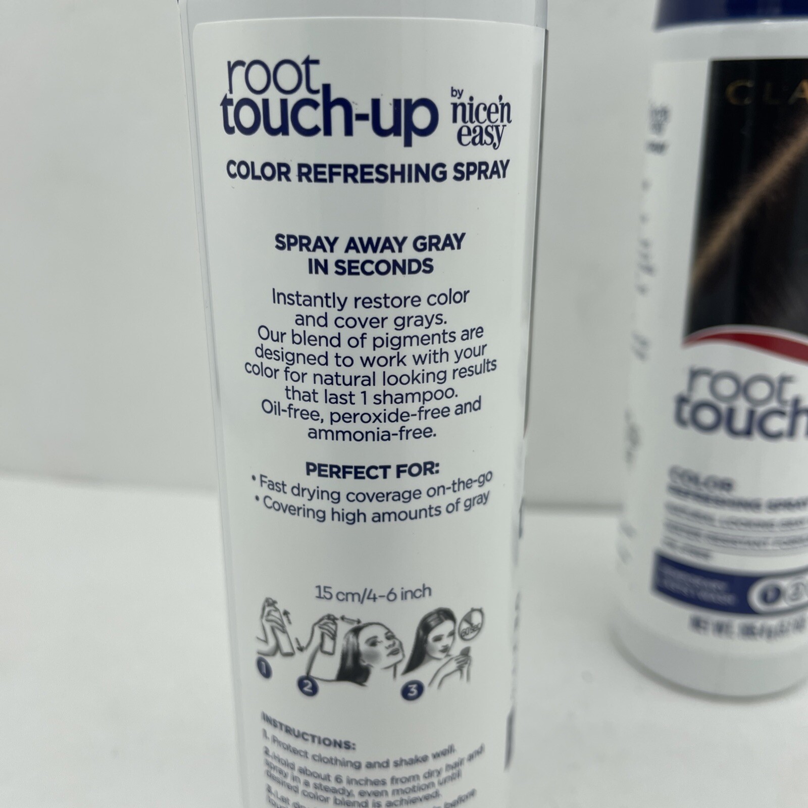 2 Clairol Root Touch Up Color Refreshing Spray BLACK 3.7 Oz Each.