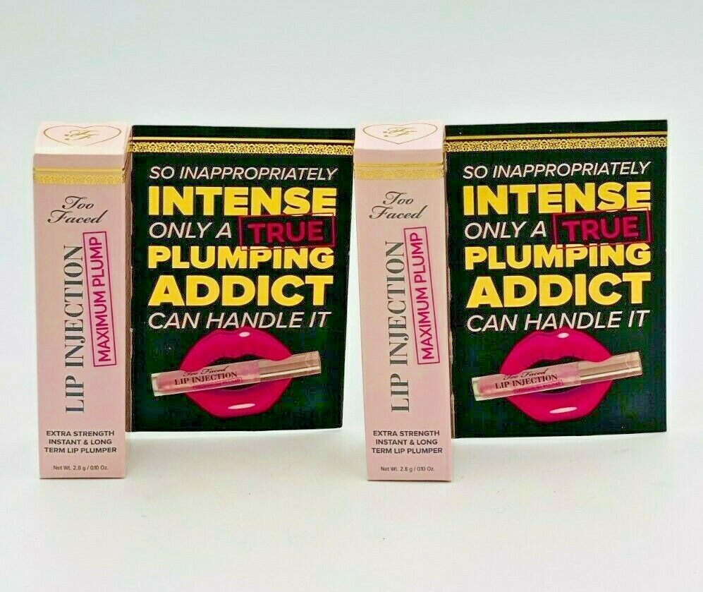 2 X Too Faced Lip Injection Instant Long term Lip Plumper Maximum Plump 2.8g NEW