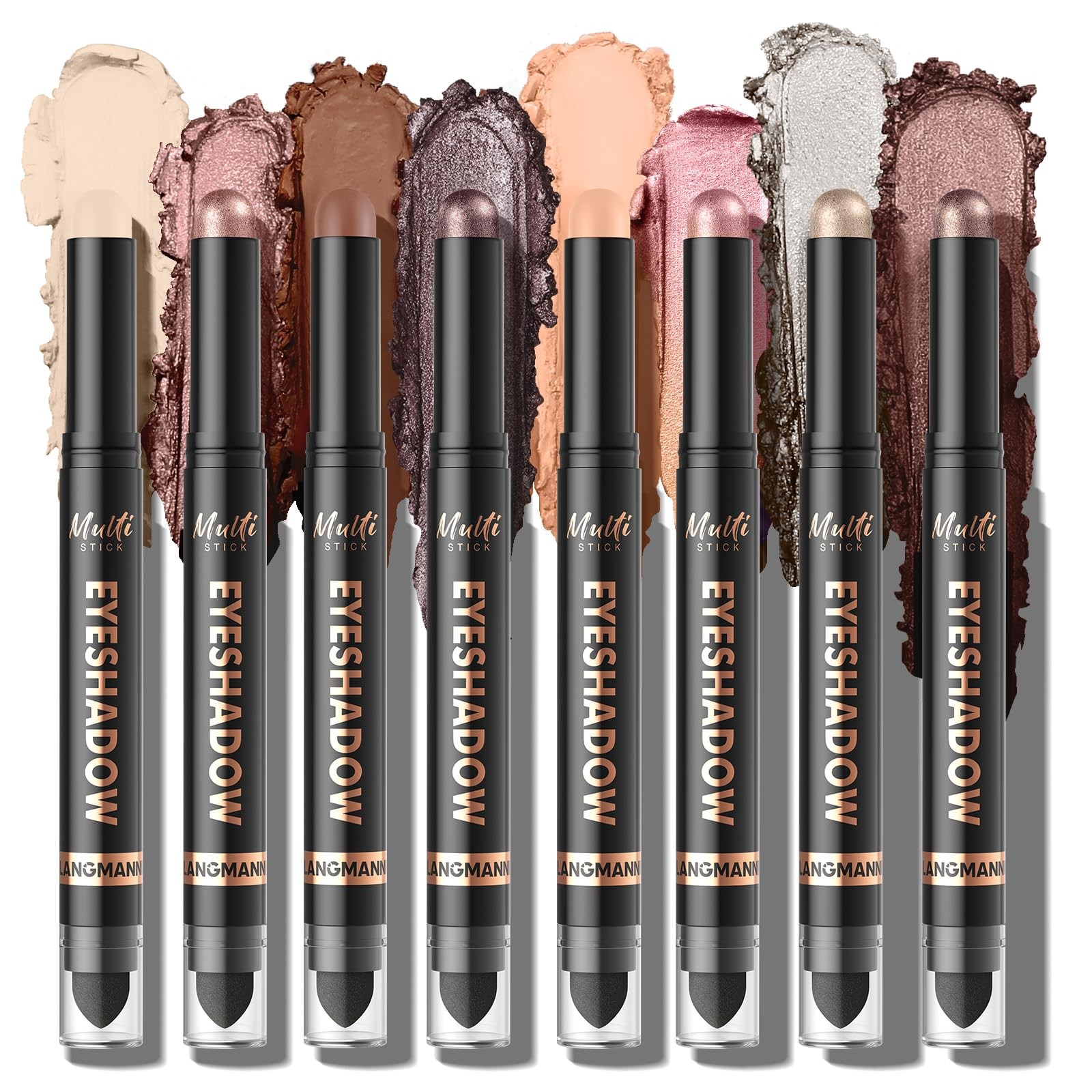 LANGMANNI 8Colors DualEnded Cream Eyeshadow Stick Set – Silky Smooth, Waterpr…