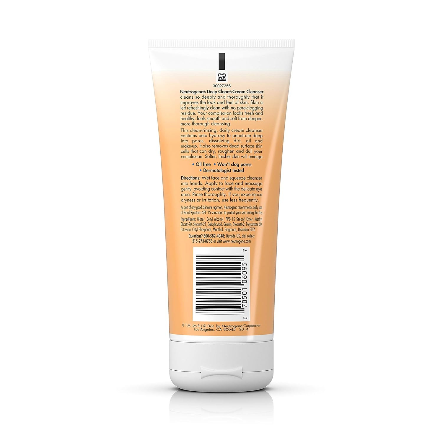 Deep Clean Daily Facial Cream Cleanser with Beta Hydroxy Acid to Remove Dirt, Oi