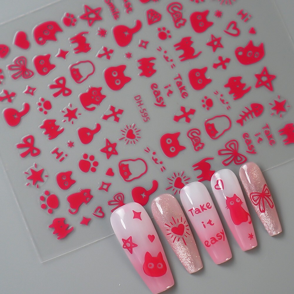 Nail Art Stickers 3D Cat UK Post