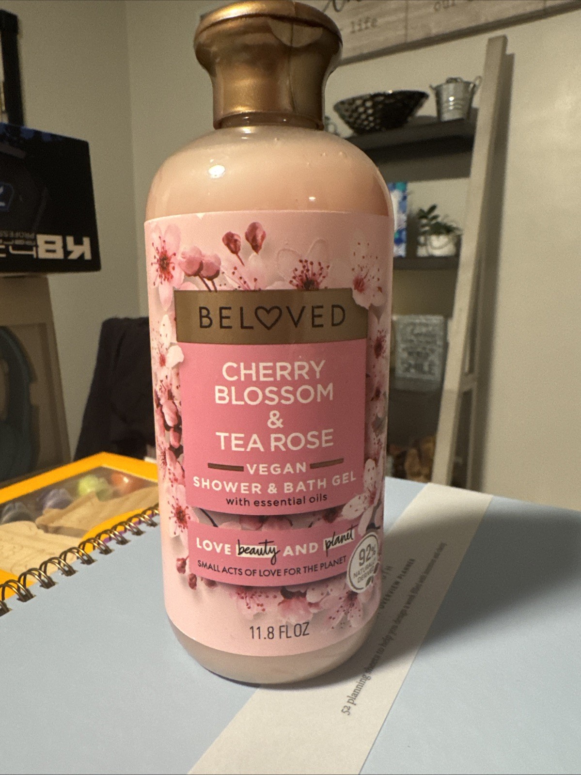 Beloved Cherry Blossom and Tea Rose Shower & Bath Gel Vegan 11.8 Oz New