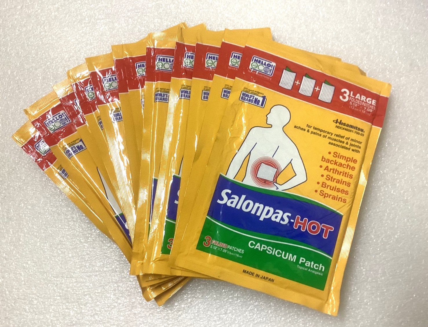 12x Salonpas Hot Large Capsicum Patch (3 patches Each, 36 Total) EXP: 5/28