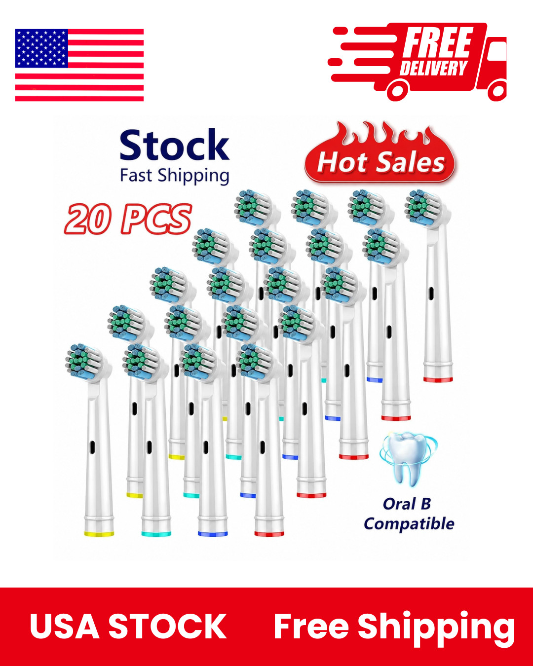 20PCS Precision Electric Toothbrush Replacement Fit For Oral Braun Brush Heads