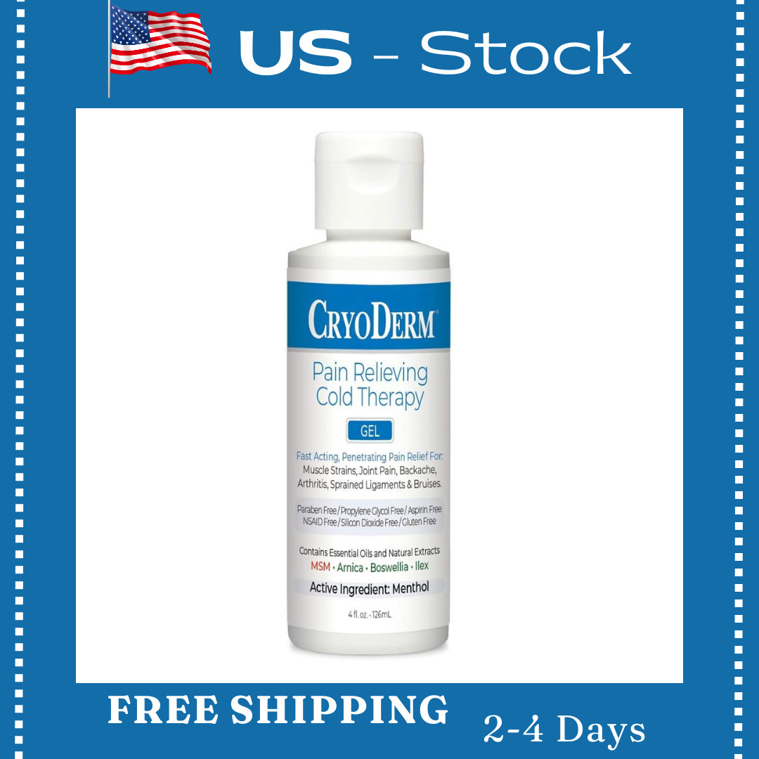 CryoDerm Cold Therapy Gel 4 oz Fast-Acting Pain Relief for Muscles & Joints