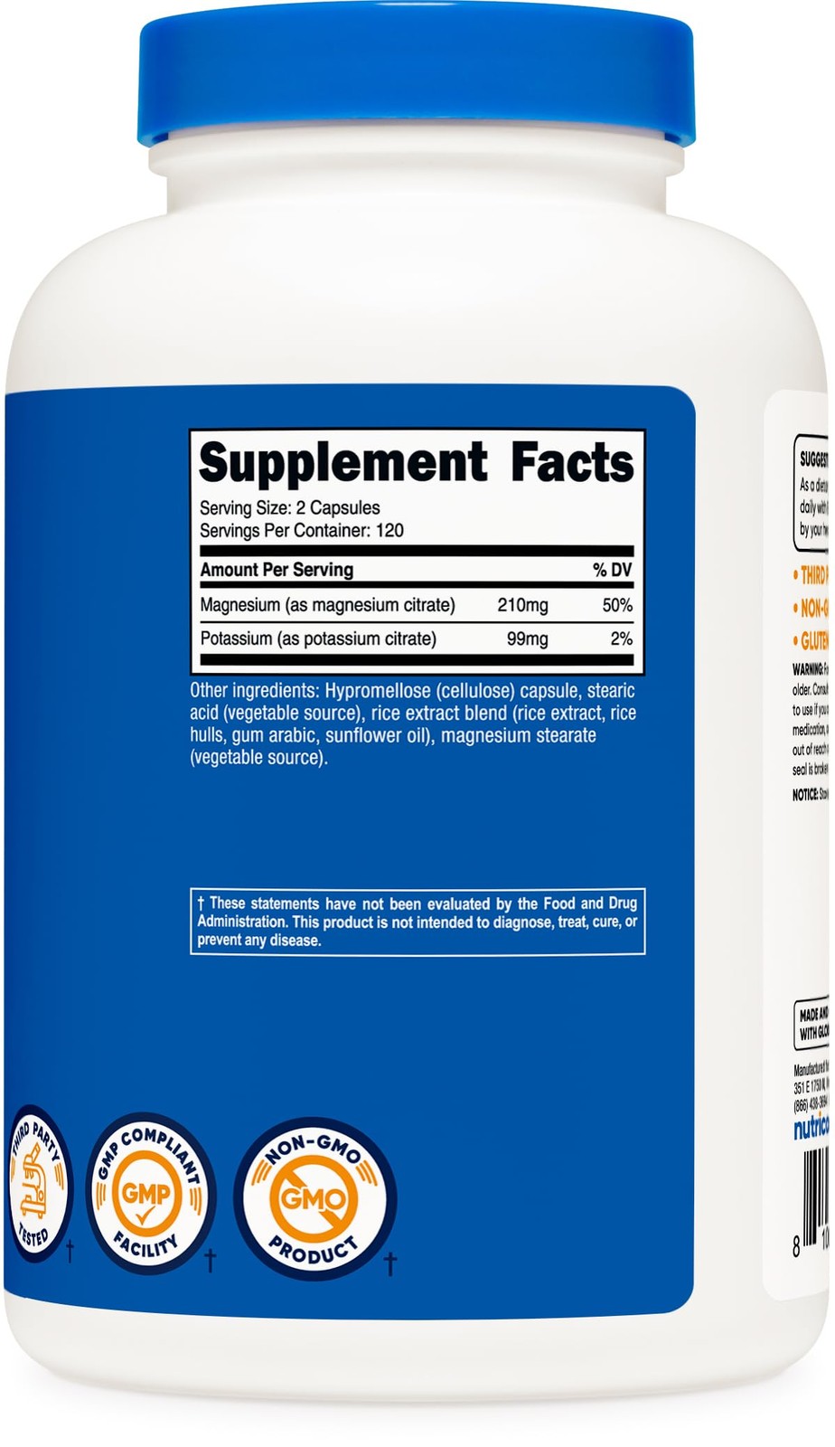 Nutricost Potassium (99 mg) Magnesium (210 Citrates, 240 Capsules -…