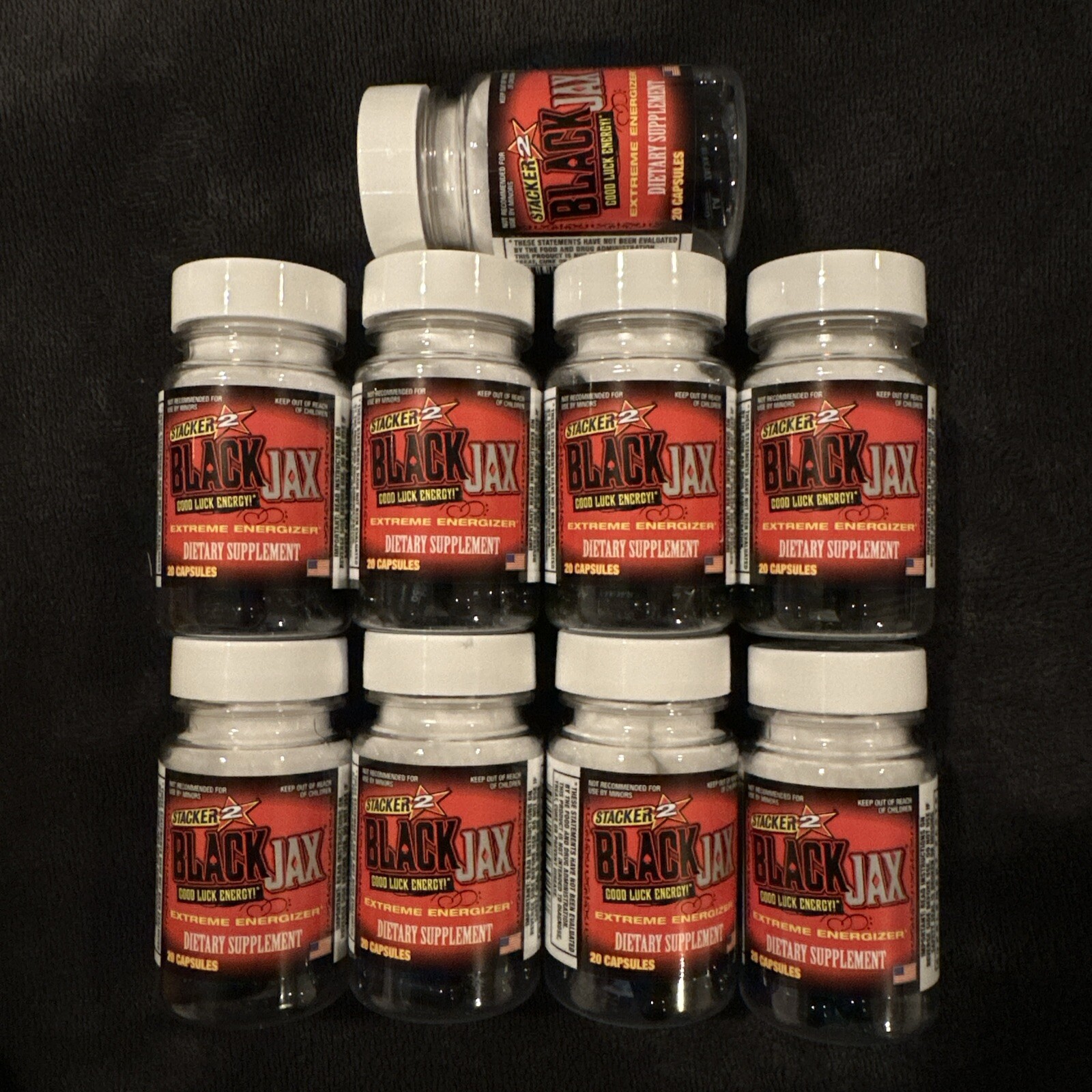 BLACK JAX by Stacker ENERGY PILLS 9 X 20CT 180 Caps FOCUS WEIGHT LOSS ENERGY