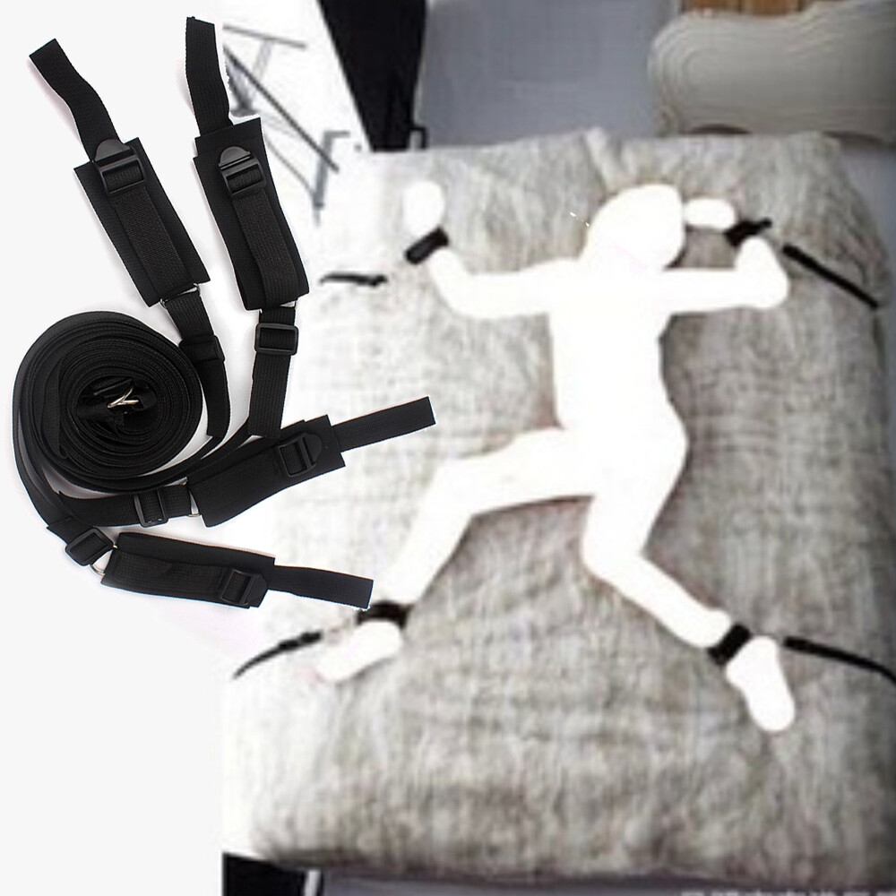 Bed Restraints Belt Body Tie Down ankle handcuffs Legs Arm Straps Bondage Couple