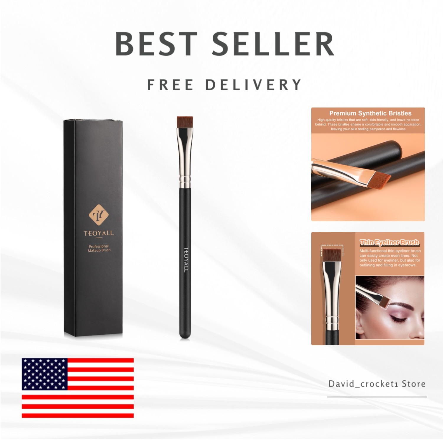 Durable Thin Flat Brush – Perfect for Precise Eyebrow and Eyeliner Application