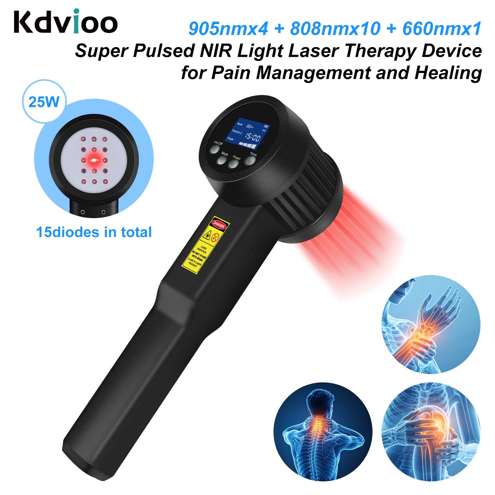 25W Super Pulsed Laser Therapy 905nm 808nm 660nm LLLT Device for Pain Relief