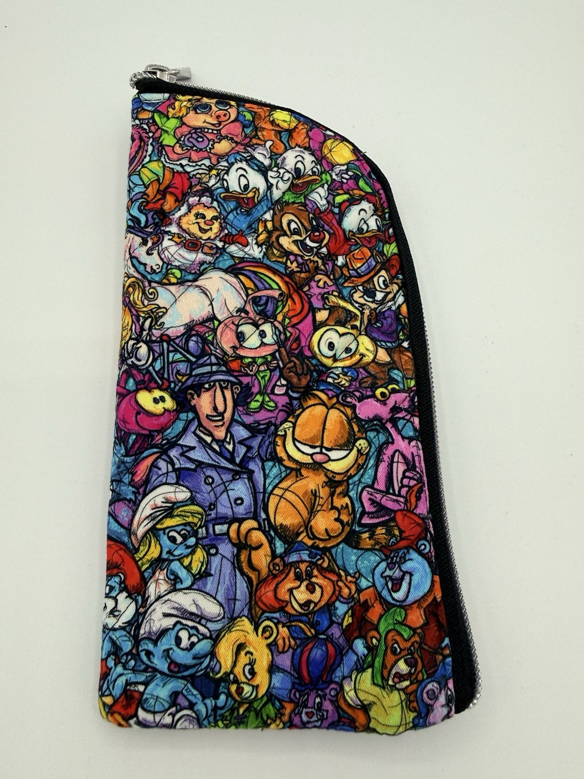 Retro Cartoon Eyeglass Case Garfield Smurfs Inspector Gadget Snorks Zipper Pouch