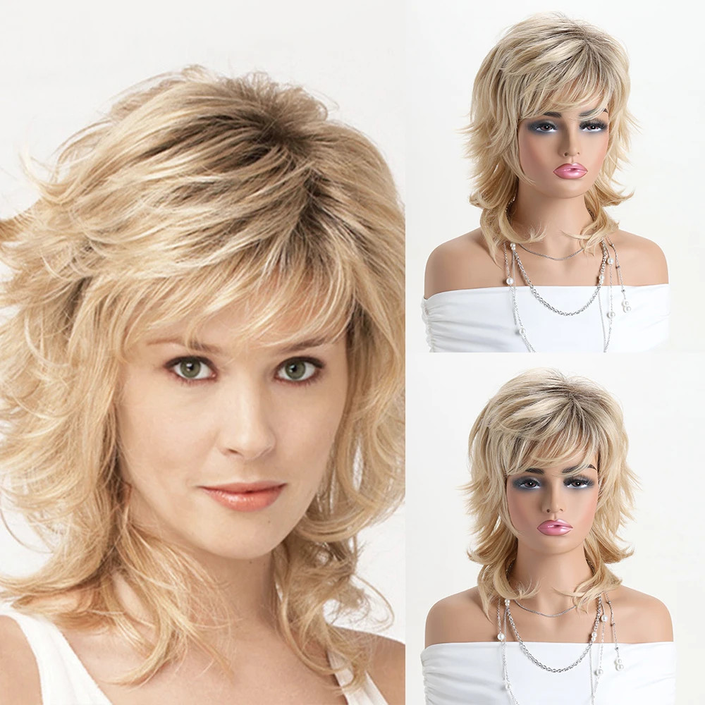 Wavy Layered 12 In Mid Length Women Natural Daily Shag Caples Synthetic Hair Wig