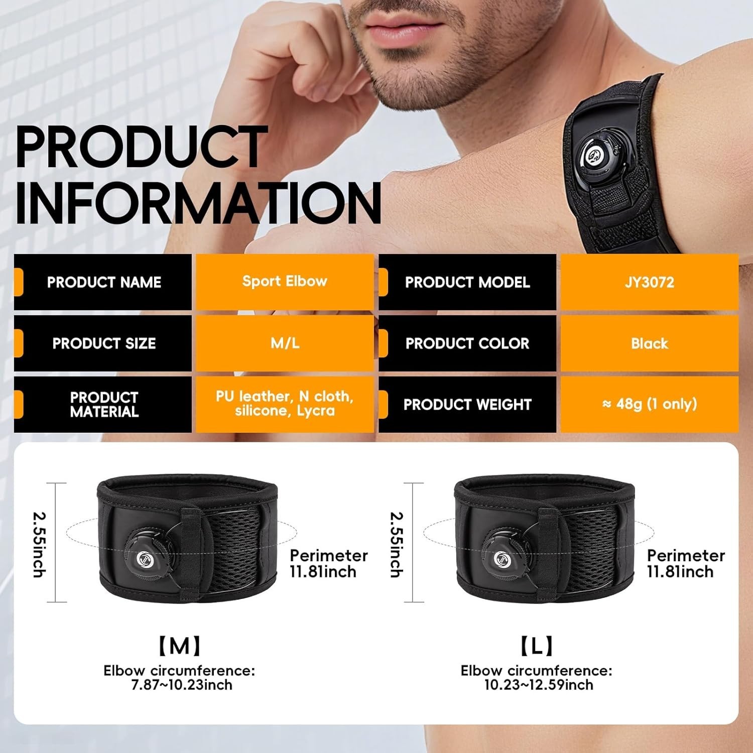 Elbow Sleeve Brace Wrap Adjustable Support Arm Arthritis Tendonitis Pain Relief