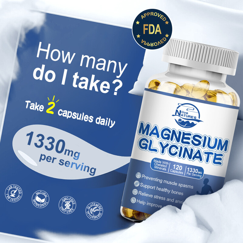Magnesium Glycinate 120 Capsules 1330mg Stress & Anxiety Relief High Strength