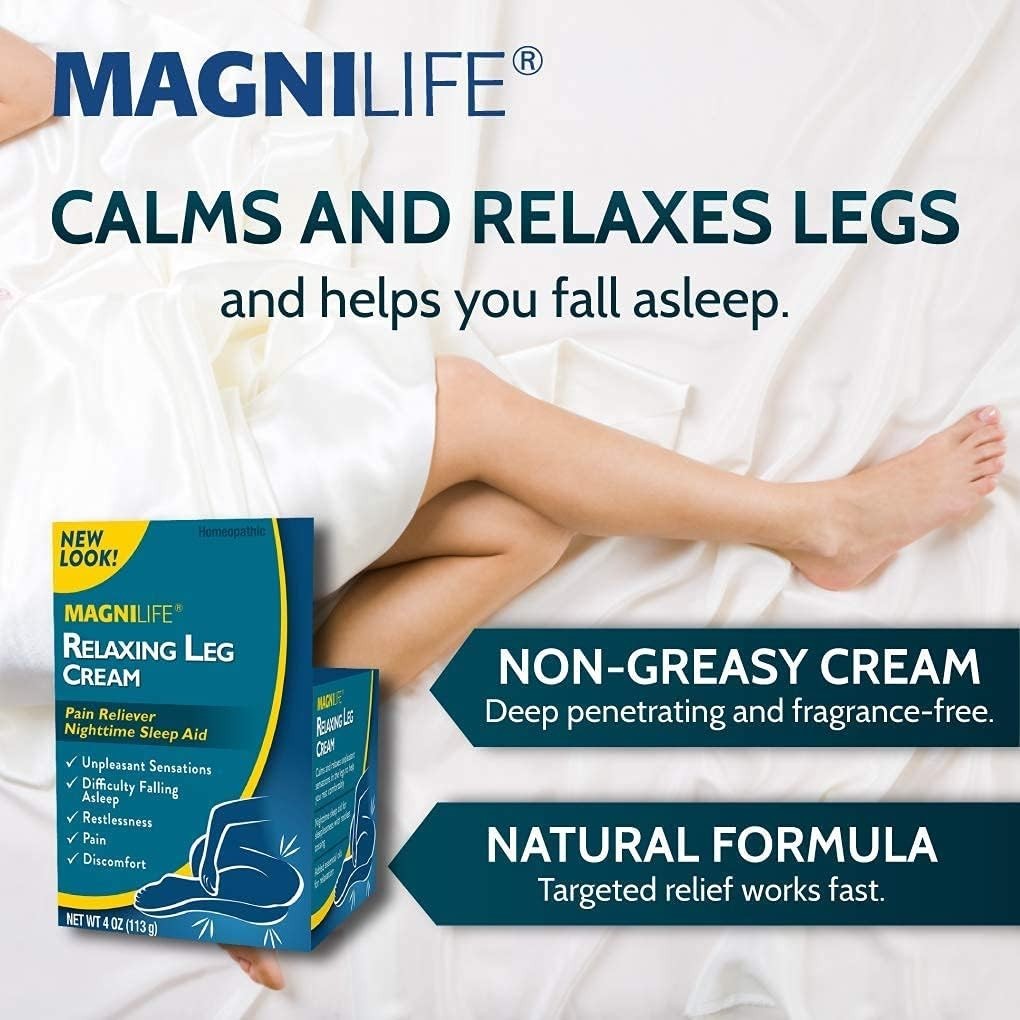MagniLife Relaxing Leg Cream 4 oz – Restless Legs Relief w/ Lavender & Magnesium