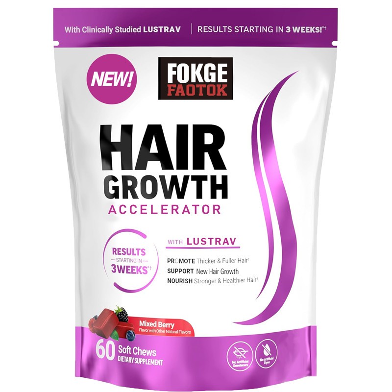 Force Factor Hair Growth Accelerator Soft Chews, Hair Growth Vitamins For Women-