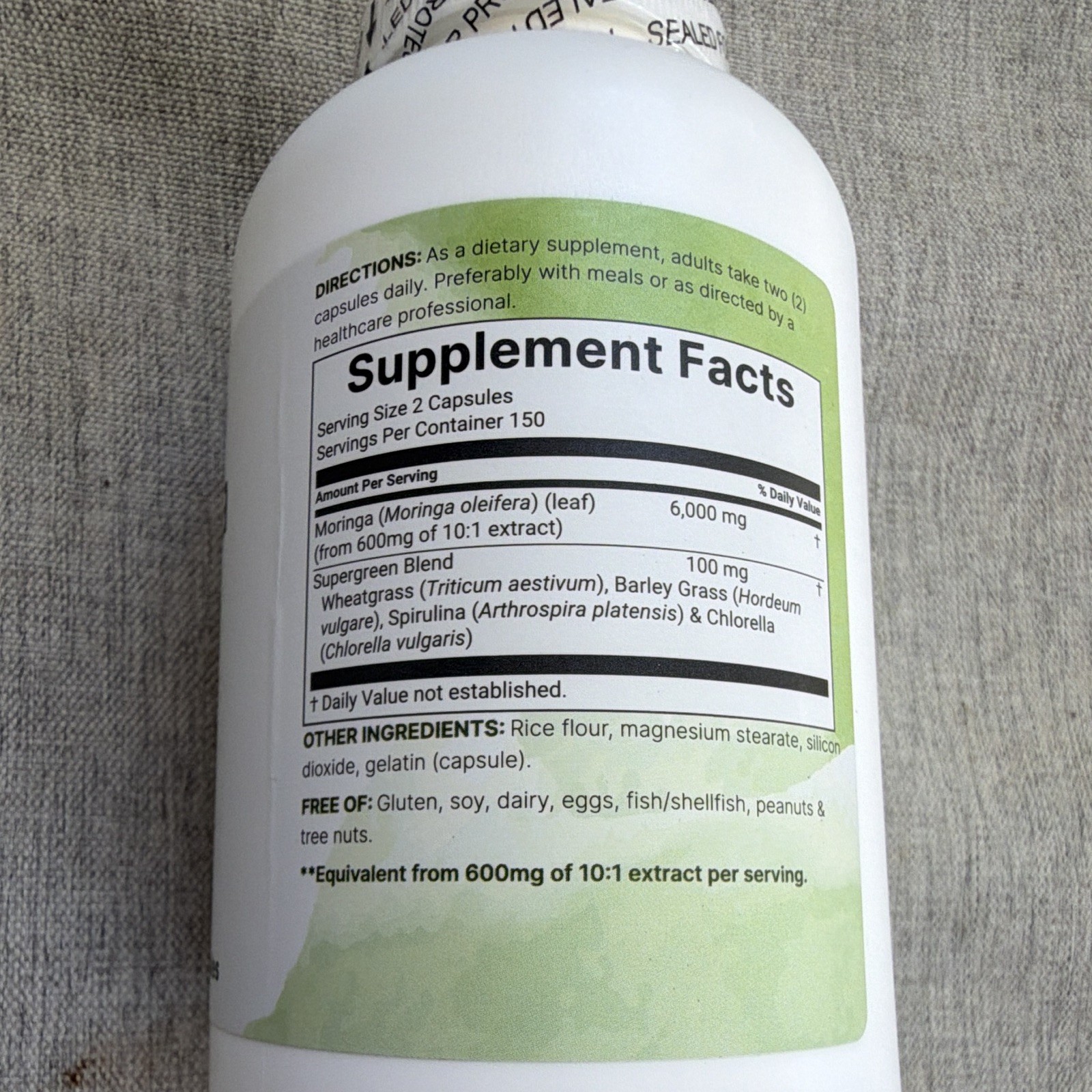 Micro Ingredients Moringa 6000mg + Greens Blend 300 Caps Vegan Exp 06/27