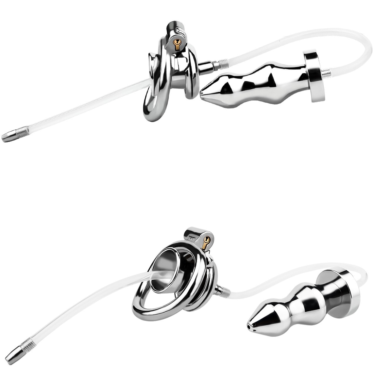 Sissy Inverted Negative Cage with Beaded Plug To Pee Clean Chastity Device Male