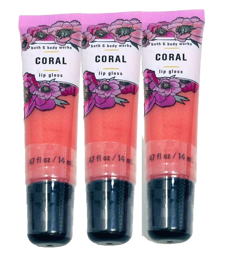 3 BATH & BODY WORKS CORAL LIP GLOSS 0.47 FL OZ / 14 mL NEW