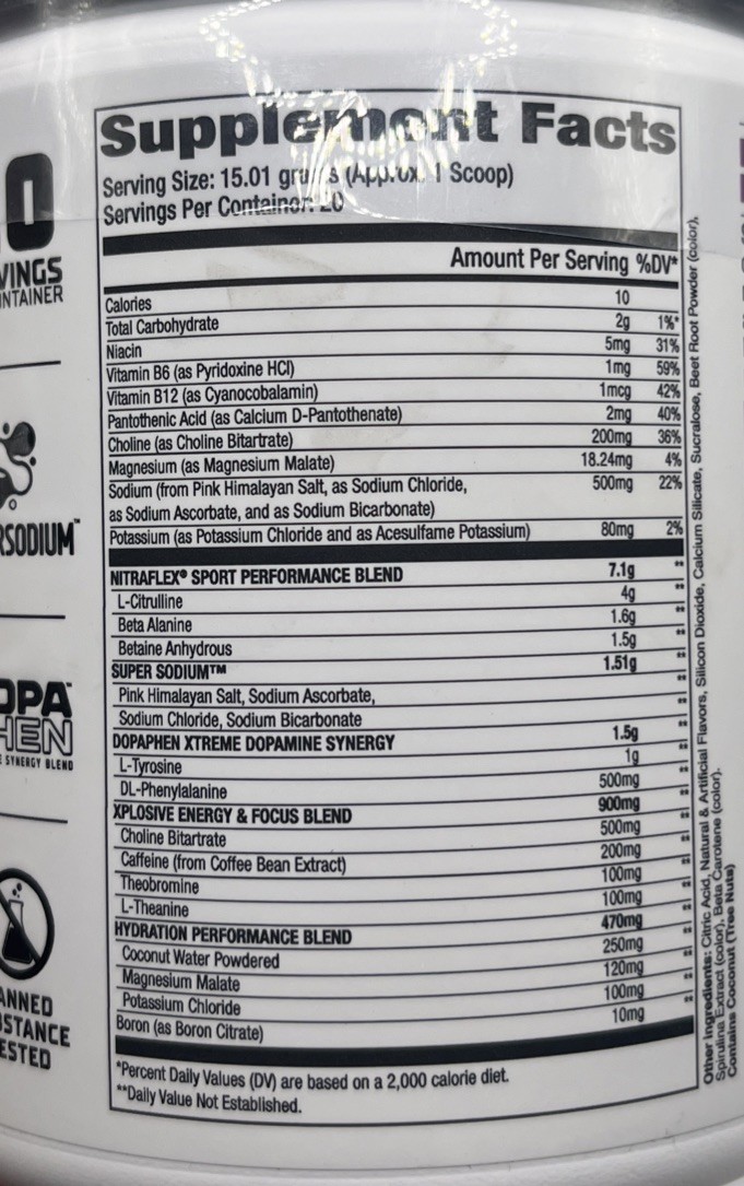 Nitra Flex Pre Workout Grape Cotton Candy 20 Servings. EXP : 8/27 FREE SHIPPING